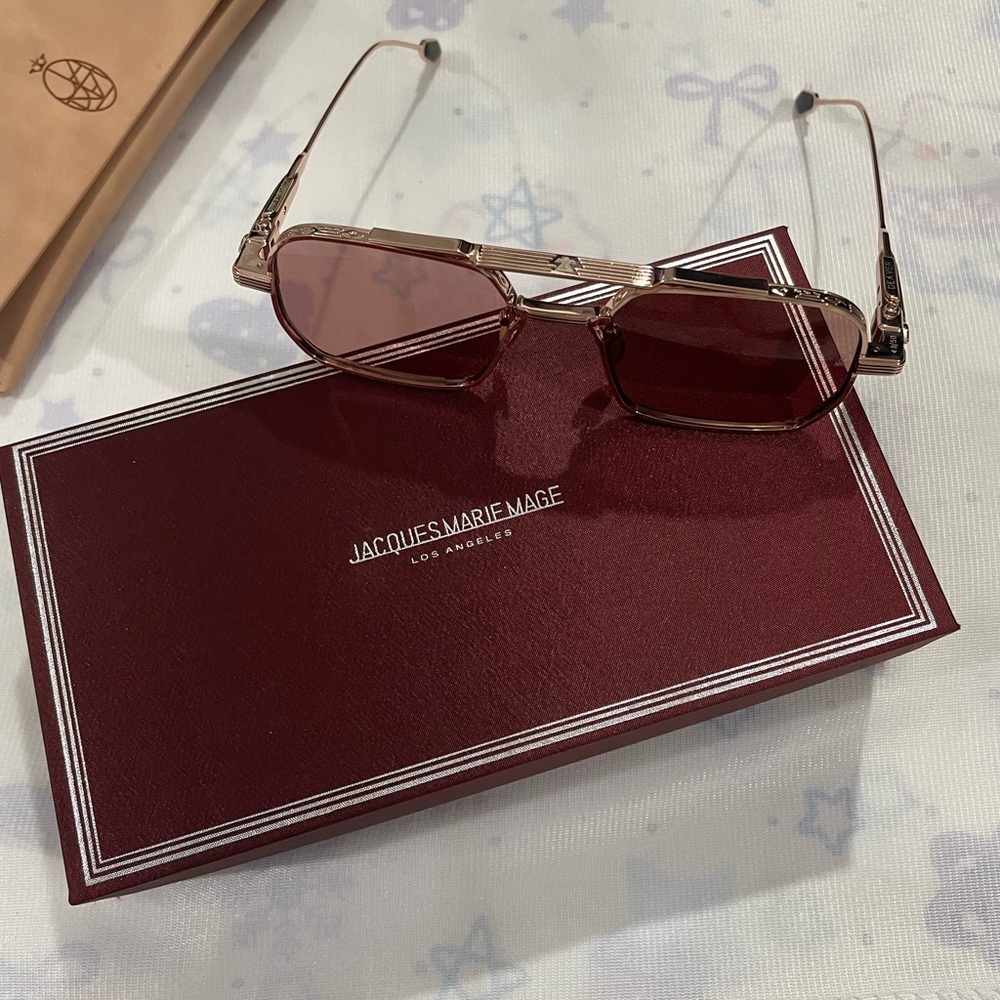 Jacques Marie Mage Women’s Gold Frame Sunglasses with Burgundy Lenses